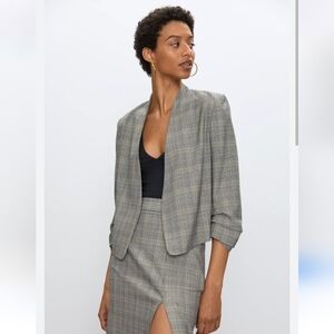 Babaton Gray Plaid Blazer